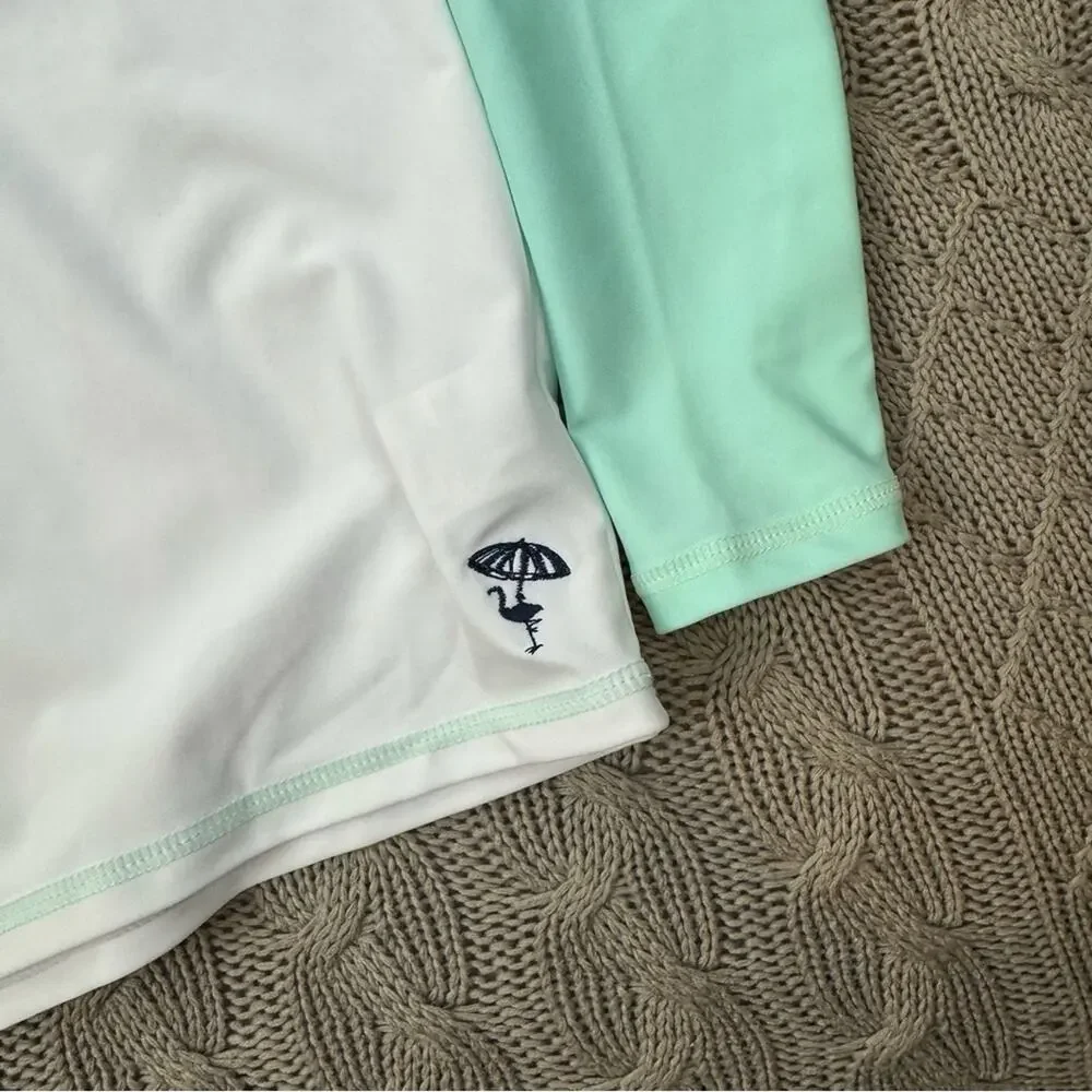 Shade Critters Kids Swim Rashguard - White and Mint ~ 10